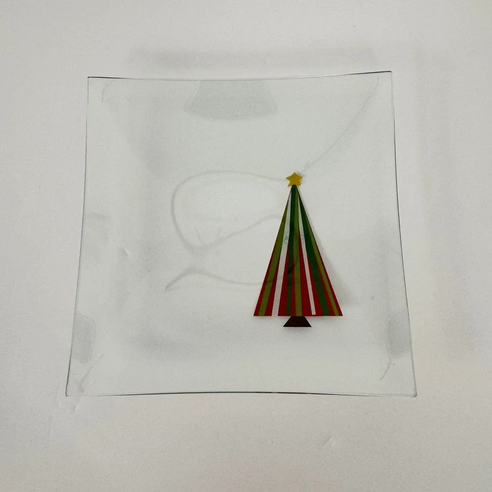 The Pampered Chef Holiday Appetizer Plate Set Of 4 Clear Christmas Tree Glass